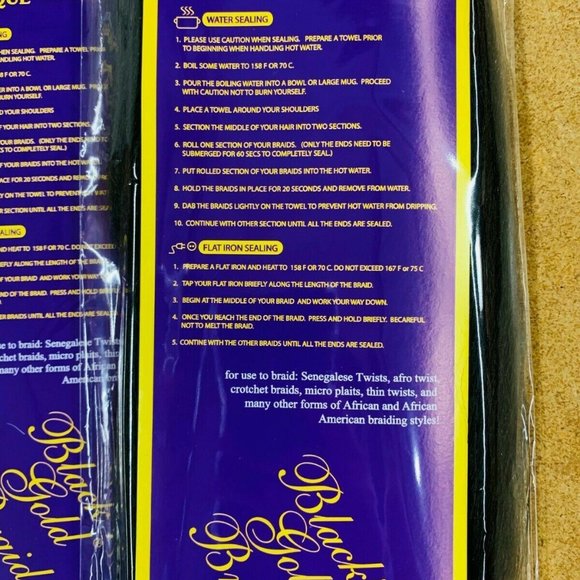 BLACK N GOLD BRAIDING HAIR 100% KANEKALON JUMBO TEXTURE BRAID - Picture 3 of 3